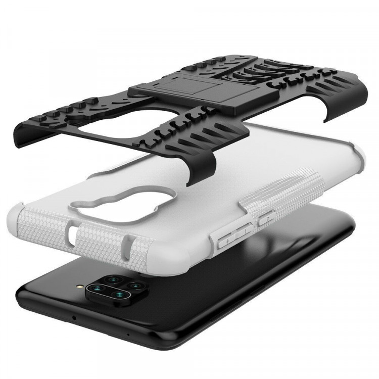 Чехол Hybrid Armor для Xiaomi Redmi Note 9 (черный + белый)