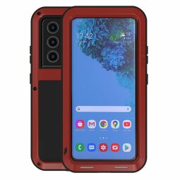 Гибридный чехол LOVE MEI для Samsung Galaxy S21 Ultra (красный)