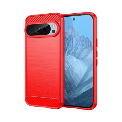 Чехол-накладка Carbon Fibre для Google Pixel 9, Pixel 9 Pro (красный)