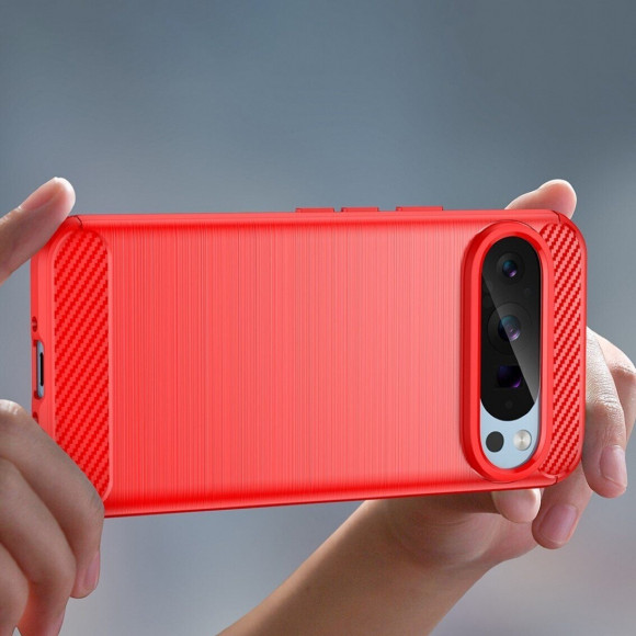 Чехол-накладка Carbon Fibre для Google Pixel 9, Pixel 9 Pro (красный) Чехол-накладка Carbon Fibre для Google Pixel 9, Pixel 9 Pro (красный)