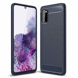 Чехол-накладка Carbon Fibre для Samsung Galaxy A03s (темно-синий)