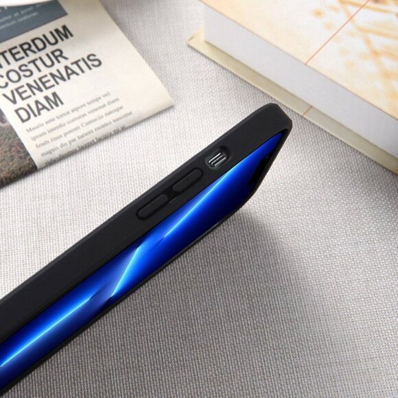 Чехол с тканевой текстурой для iPhone 13 Pro Max (черный)