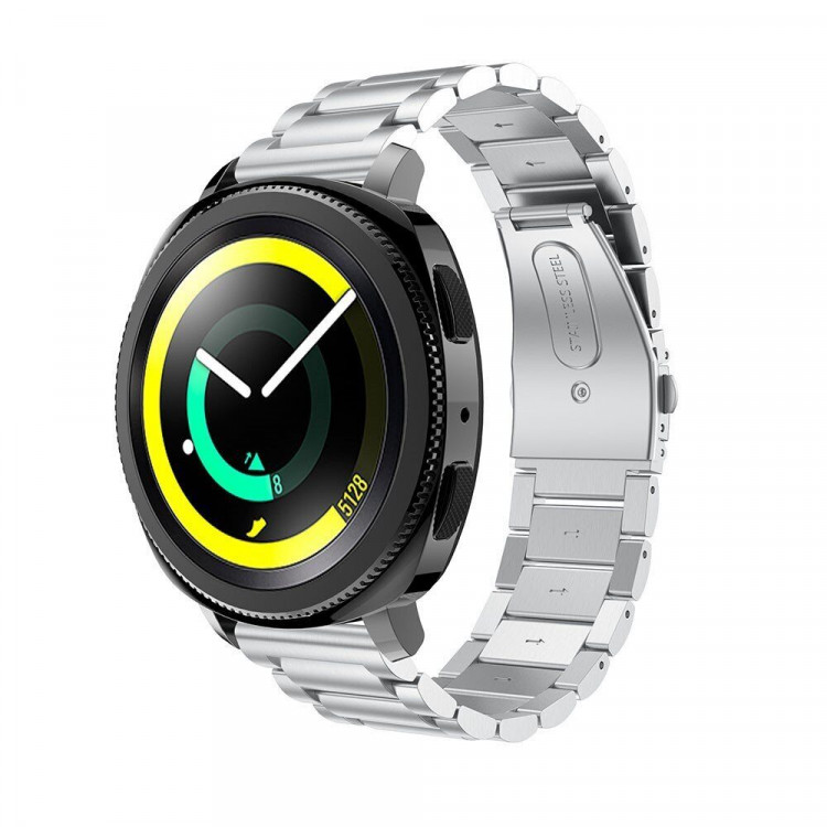Стальной браслет Solid Stainless для Samsung Gear Sport / Gear S2 Classic / Galaxy Watch 42мм / Watch Active / Watch 3 (41мм) / Watch4 (серебряный)
