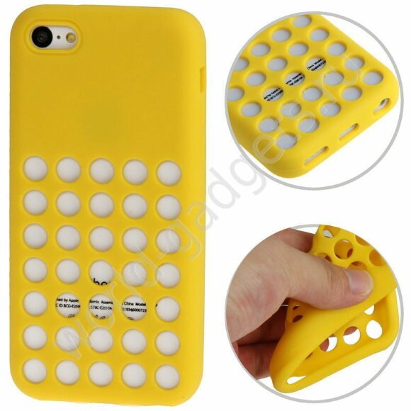 Силиконовый чехол с кружками для iPhone 5C (желтый)