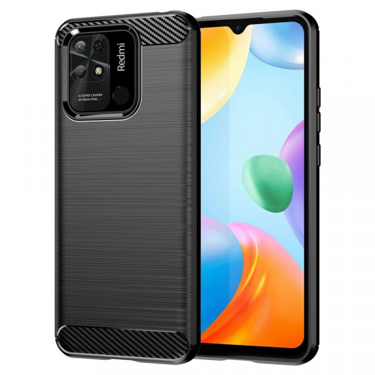 Чехол-накладка Carbon Fibre для Xiaomi Redmi 10C (черный)