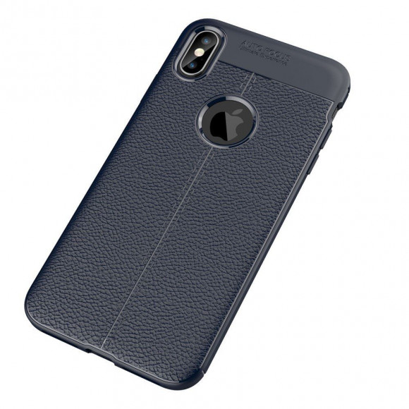 Чехол-накладка Litchi Grain для iPhone XS Max (темно-синий)