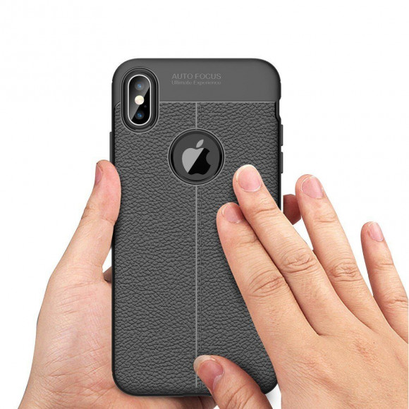 Чехол-накладка Litchi Grain для iPhone XS Max (темно-синий)