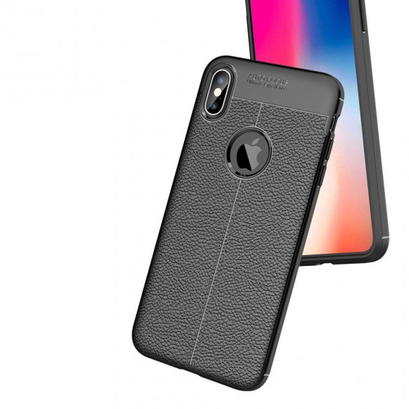 Чехол-накладка Litchi Grain для iPhone XS Max (темно-синий)