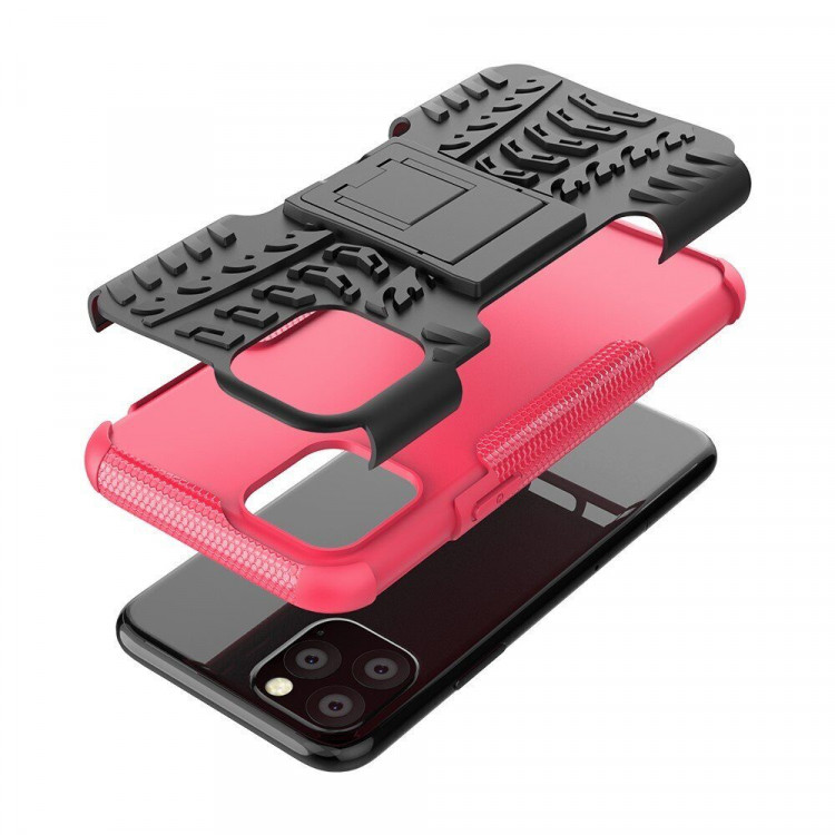 Чехол Hybrid Armor для iPhone 11 Pro (черный + розовый)