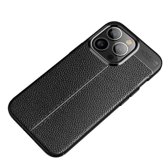 Чехол-накладка Litchi Grain для iPhone 13 Pro (черный)
