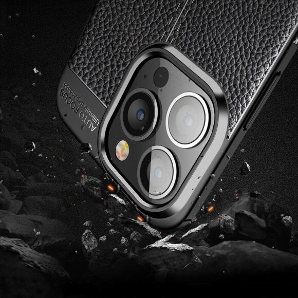 Чехол-накладка Litchi Grain для iPhone 13 Pro (черный)