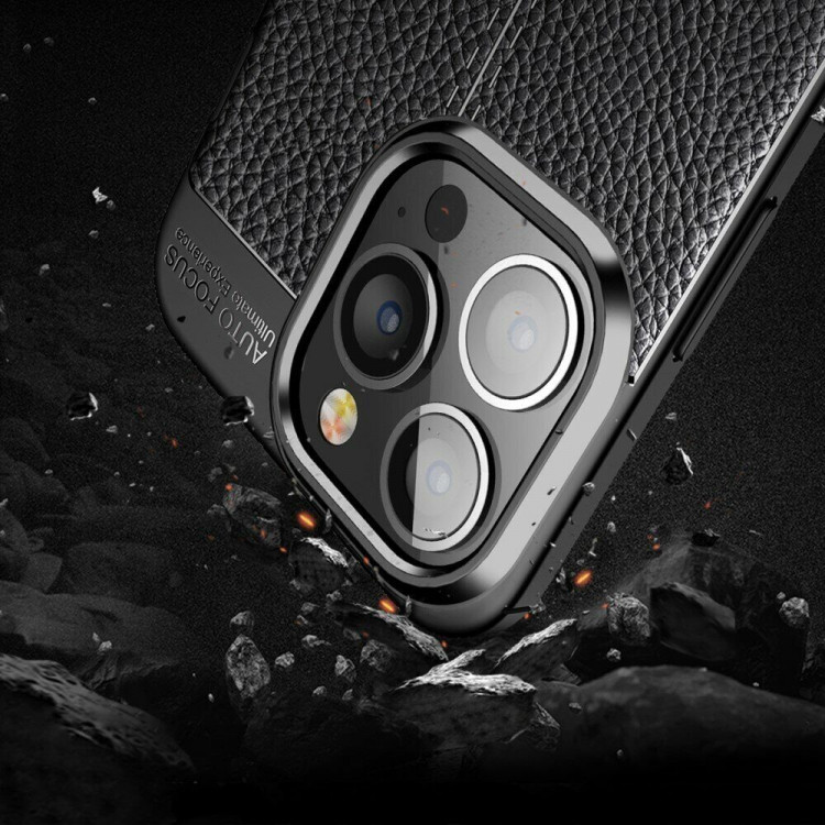 Чехол-накладка Litchi Grain для iPhone 13 Pro (черный)