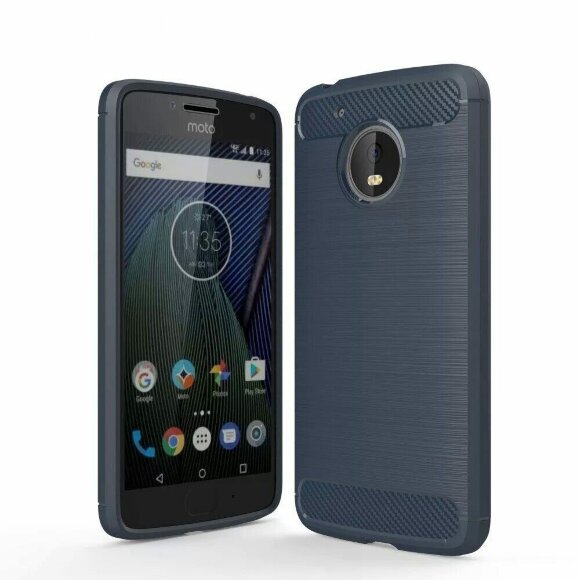 Чехол-накладка Carbon Fibre для Motorola Moto G5 (темно-синий)