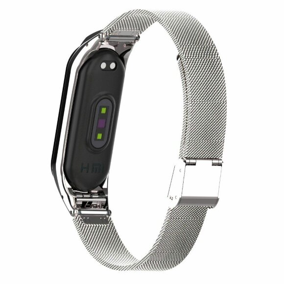 Сетчатый браслет с застежкой для Xiaomi Mi Band 4 (серебряный)