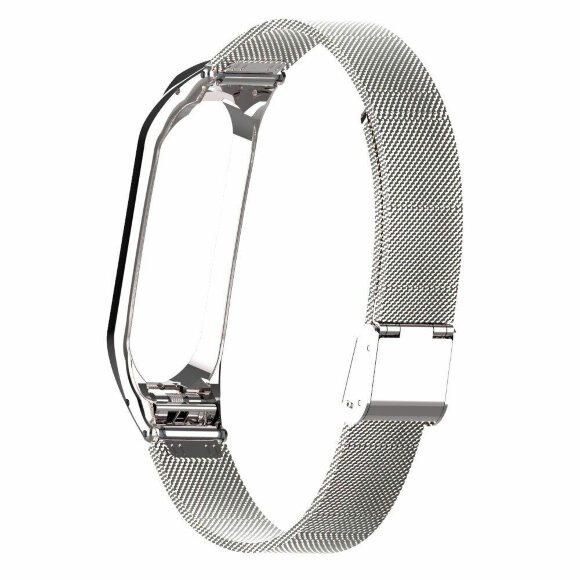 Сетчатый браслет с застежкой для Xiaomi Mi Band 4 (серебряный)