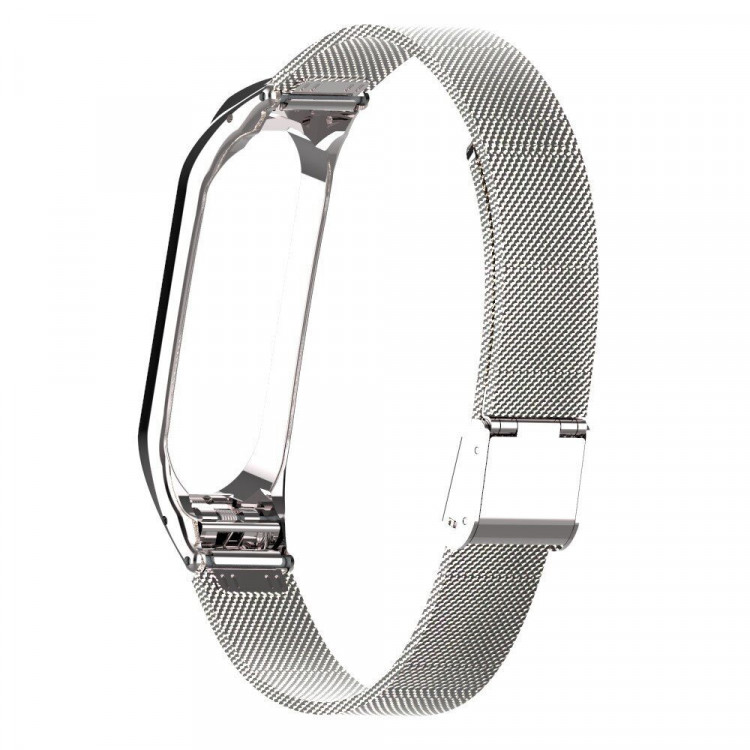 Сетчатый браслет с застежкой для Xiaomi Mi Band 4 (серебряный)