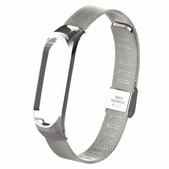 Сетчатый браслет с застежкой для Xiaomi Mi Band 4 (серебряный)