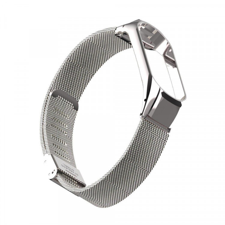 Сетчатый браслет с застежкой для Xiaomi Mi Band 4 (серебряный)