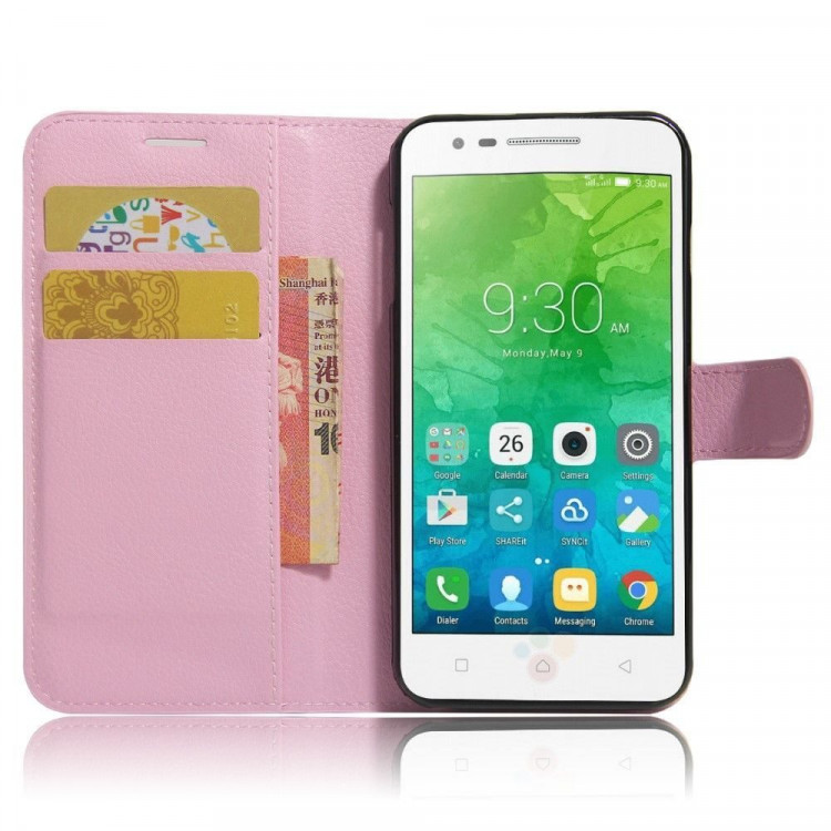 Чехол с визитницей для Lenovo Vibe C2 (розовый)