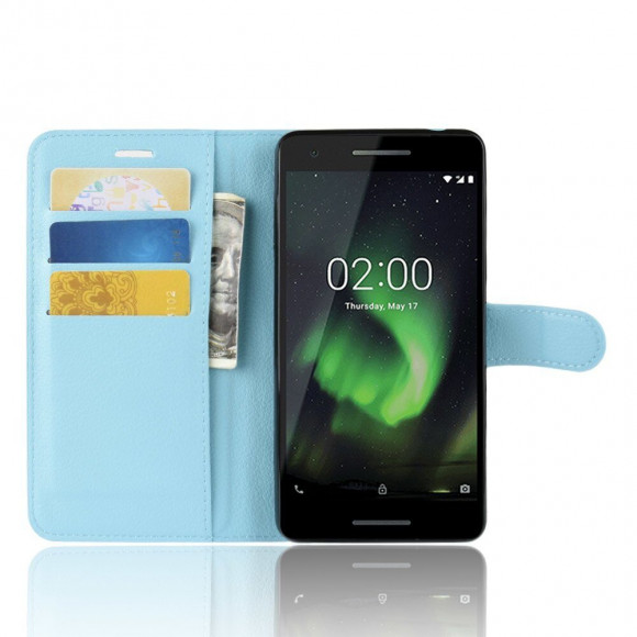 Чехол с визитницей для Nokia 2.1 (голубой) Чехол с визитницей для Nokia 2.1 (голубой)