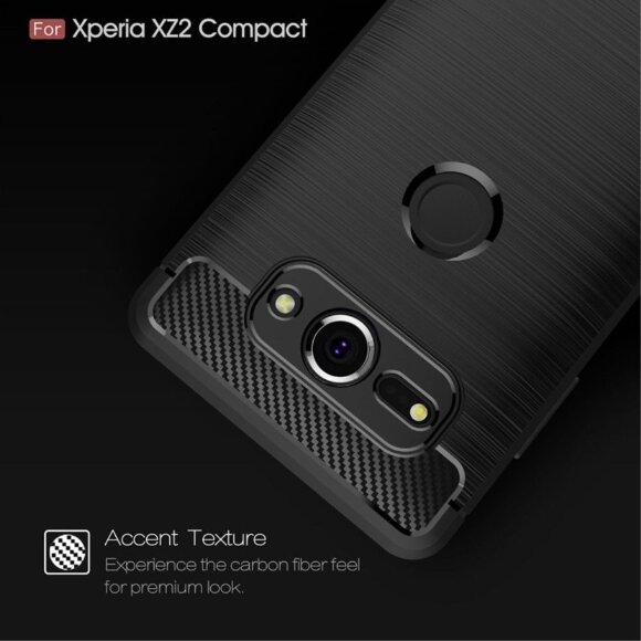 Чехол-накладка Carbon Fibre для Sony Xperia XZ2 Compact (черный)