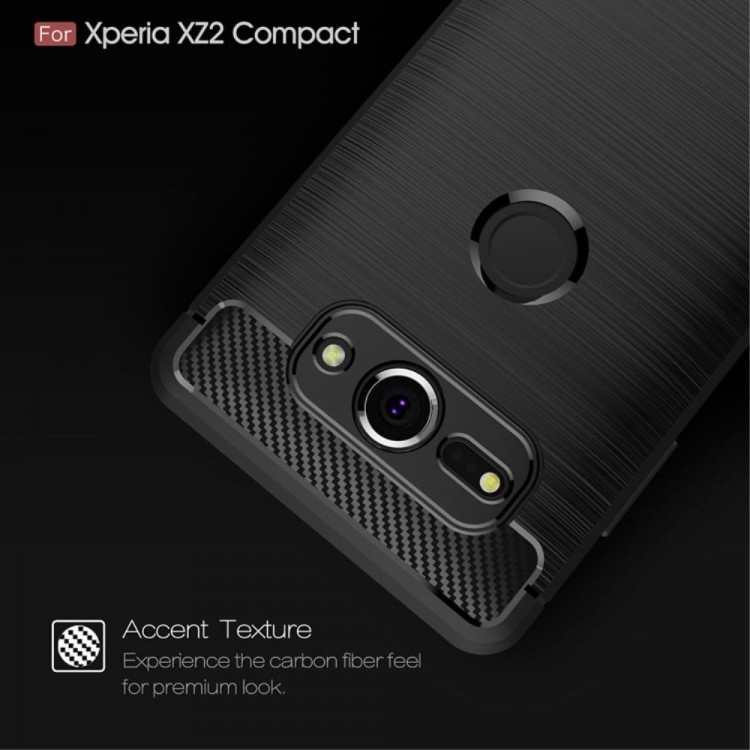 Чехол-накладка Carbon Fibre для Sony Xperia XZ2 Compact (черный)
