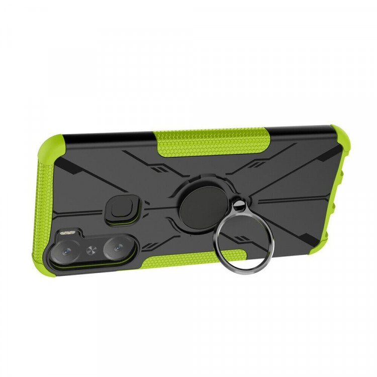 Чехол Armor Shockproof Ring Holder для Infinix Hot 12 Pro (черный + зеленый)