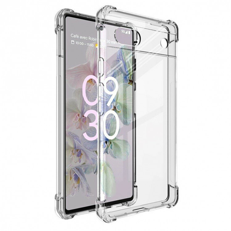 Силиконовый чехол с усиленными бортиками для Google Pixel 6a (прозрачный)