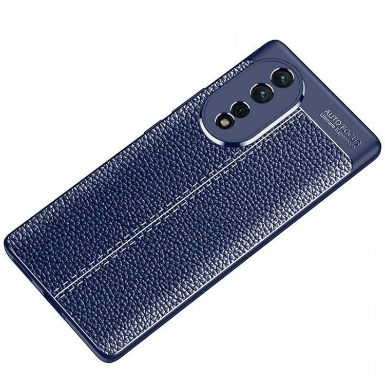 Чехол-накладка Litchi Grain для Honor 80 (темно-синий)