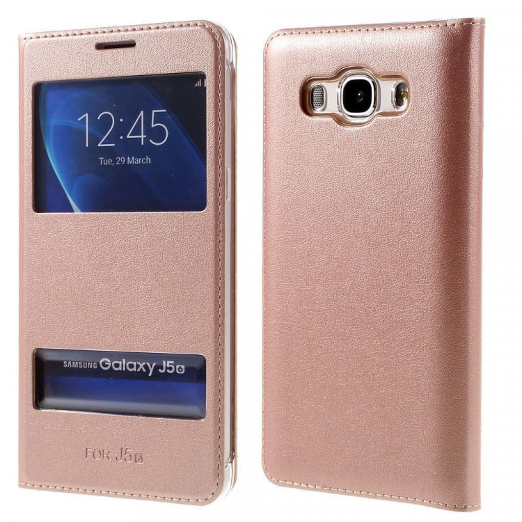 Чехол с окнами для Samsung Galaxy J5 (2016) SM-J510F/DS (розовое золото)