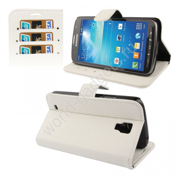 Горизонтальный чехол с визитницей для Samsung Galaxy S4 Active / i9295 (белый)