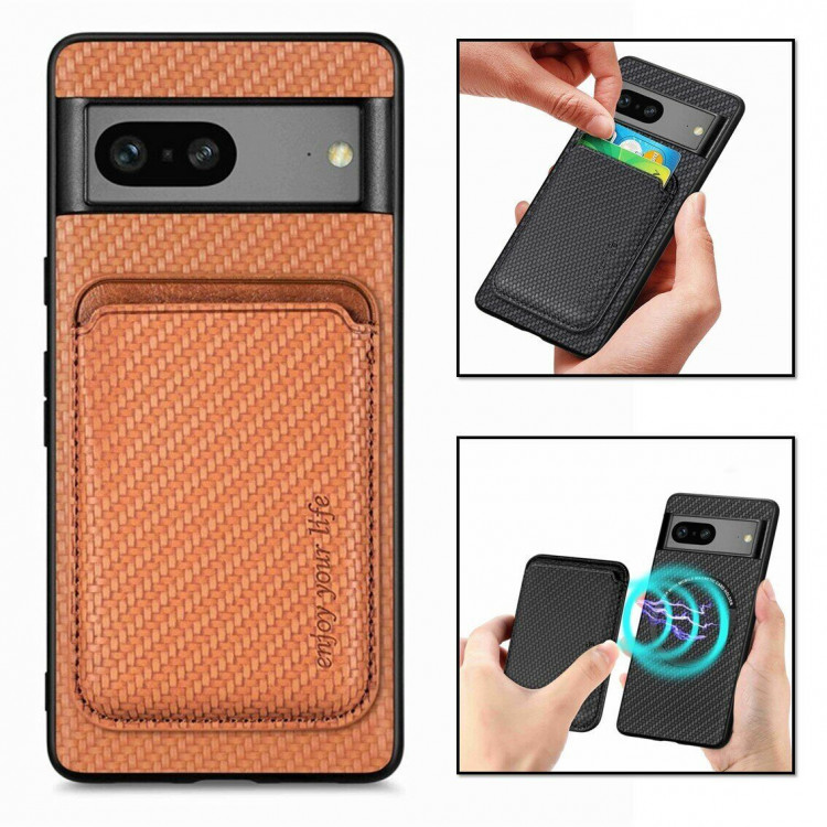 Чехол с магнитным держателем карт для Google Pixel 8 (коричневый)