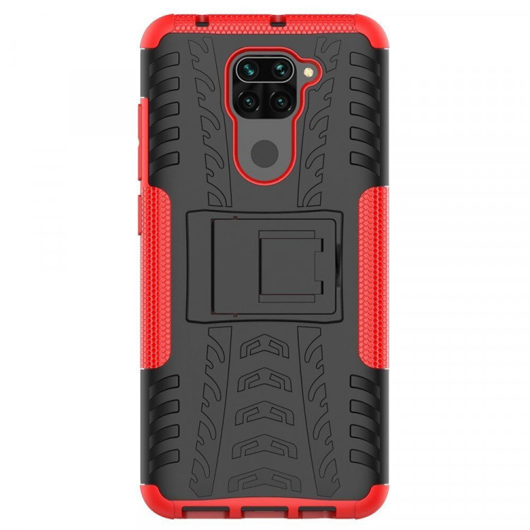 Чехол Hybrid Armor для Xiaomi Redmi Note 9 (черный + красный)