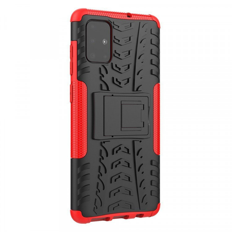 Чехол Hybrid Armor для Samsung Galaxy A71 (черный + красный)
