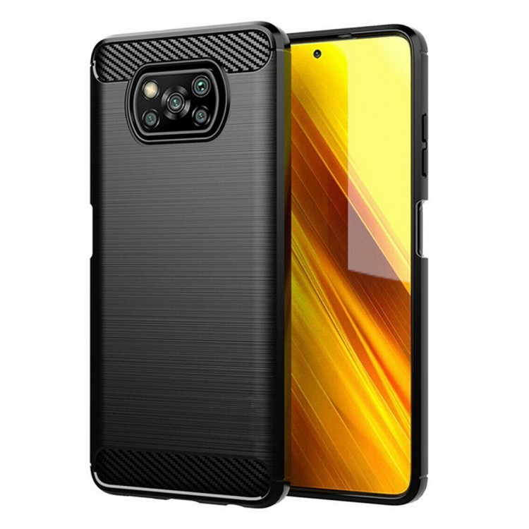Чехол-накладка Carbon Fibre для Xiaomi Poco X3 NFC / Poco X3 / Poco X3 Pro (черный)