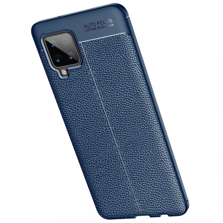 Чехол-накладка Litchi Grain для Samsung Galaxy A42 (темно-синий)