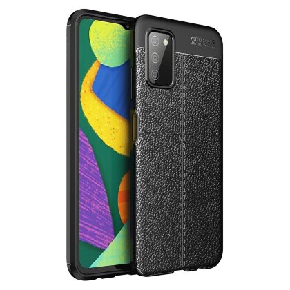 Чехол-накладка Litchi Grain для Samsung Galaxy A03s (черный)