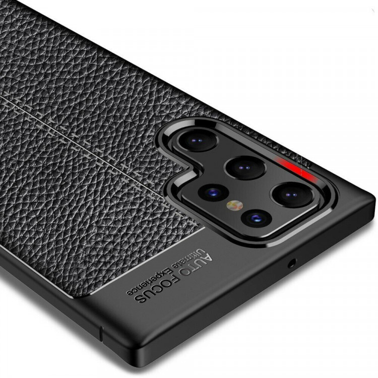 Чехол-накладка Litchi Grain для Samsung Galaxy S22 Ultra (черный)