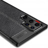 Чехол-накладка Litchi Grain для Samsung Galaxy S22 Ultra (черный)