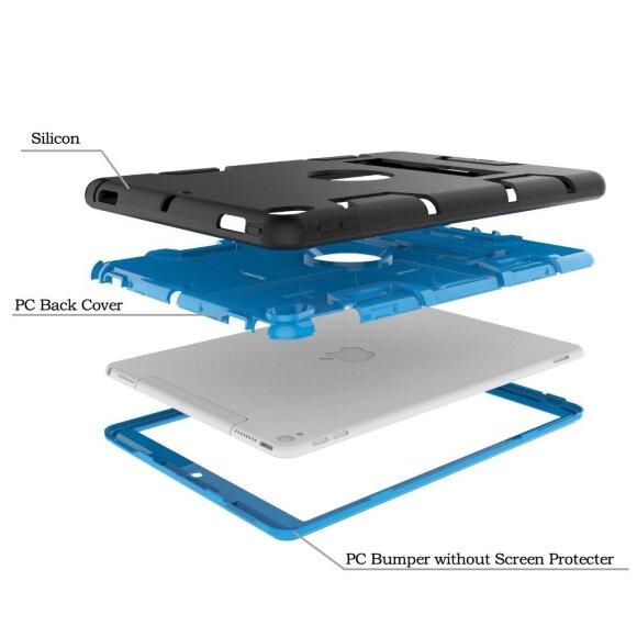 Гибридный TPU чехол для Apple iPad Pro 10.5 / iPad Air (2019) (черный + голубой) Гибридный TPU чехол для Apple iPad Pro 10.5 / iPad Air (2019) (черный + голубой)