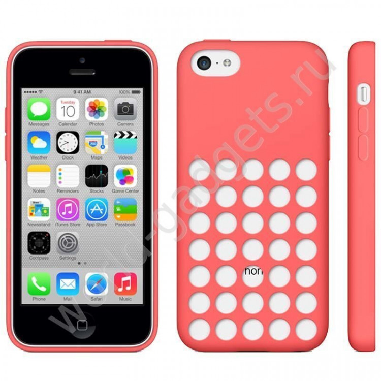 Силиконовый чехол с кружками для iPhone 5C (красный)