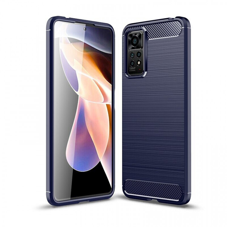 Чехол-накладка Carbon Fibre для Xiaomi Redmi Note 11 / Redmi Note 11S (темно-синий)