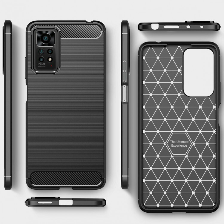Чехол-накладка Carbon Fibre для Xiaomi Redmi Note 11 / Redmi Note 11S (темно-синий)