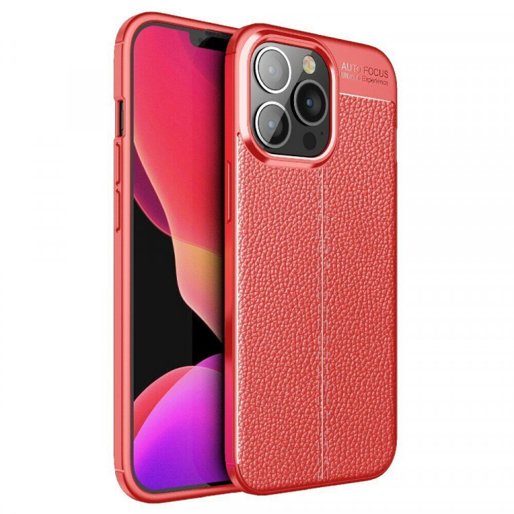 Чехол-накладка Litchi Grain для iPhone 13 Pro (красный)