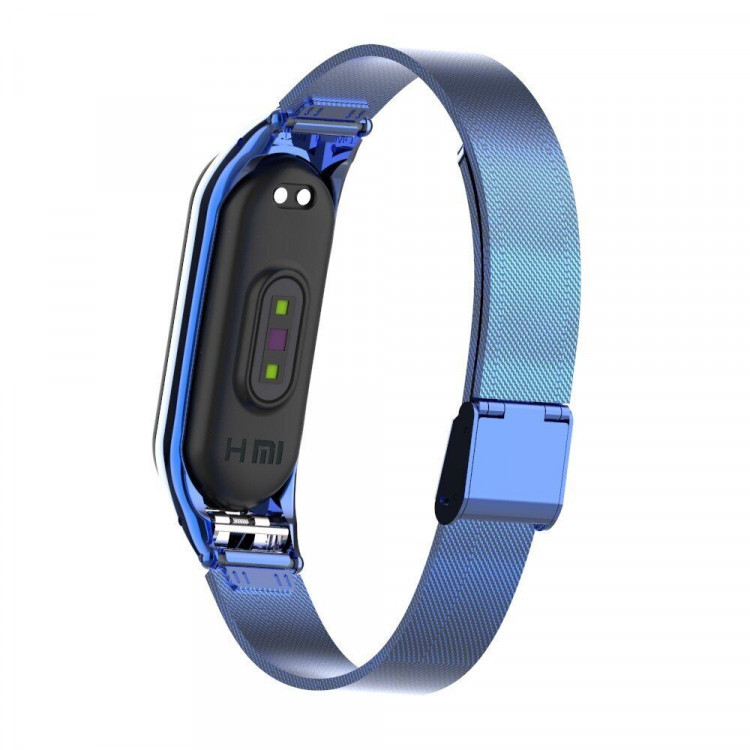 Сетчатый браслет с застежкой для Xiaomi Mi Band 4 (голубой)