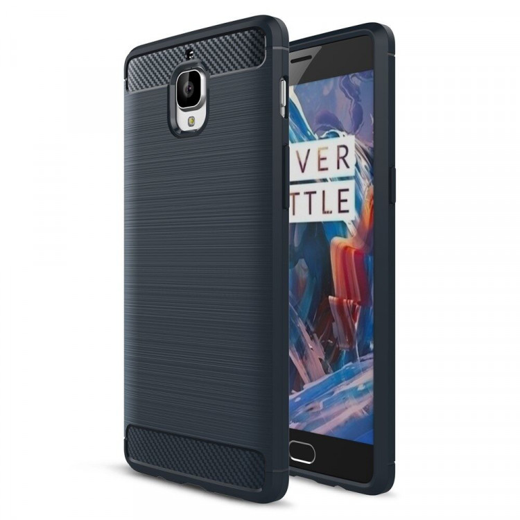 Чехол-накладка Carbon Fibre для OnePlus 3 / OnePlus 3T (темно-синий)