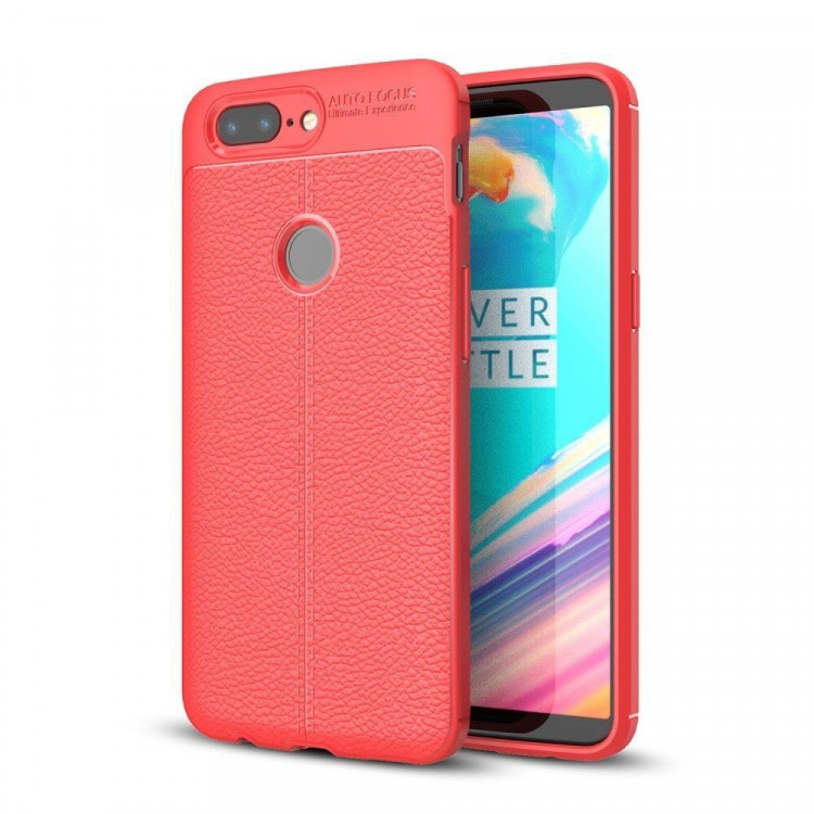 Чехол-накладка Litchi Grain для OnePlus 5T (красный)