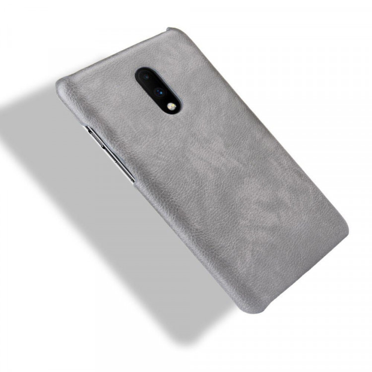 Кожаная накладка-чехол для OnePlus 7 (серый)