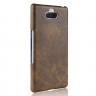 Кожаная накладка-чехол Litchi Texture для Sony Xperia 10 (коричневый)