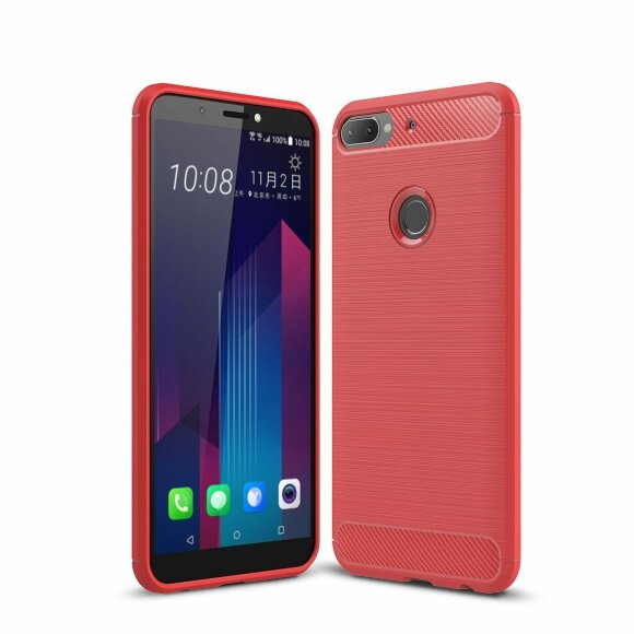 Чехол-накладка Carbon Fibre для HTC Desire 12+ (Plus) (красный)